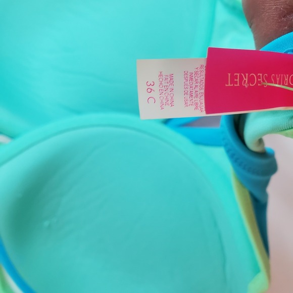 VICTORIA'S SECRET Turquoise Padded Underwire Bikini Halter Tie Top Size 36c - Picture 7 of 7